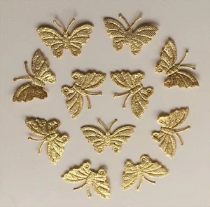 200 leuchtend gold glitzernde Stoff Schmetterling Motive - D I Y Karte Sammelalbum Nähen - Bild 1 von 1