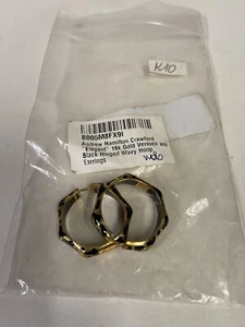 Andrew Hamilton Crawford Elegante Oro 18K Vermeil/Negro Bisagras Aro ondulado - Imagen 1 de 2