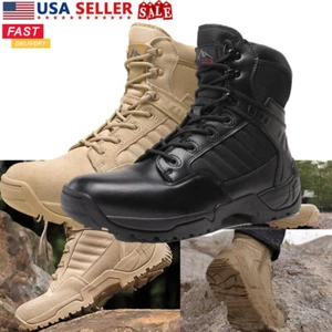 Men's High Side Zipper Military Tactical Work Boots Breathable Combat Boots 7-15 - Picture 1 of 17