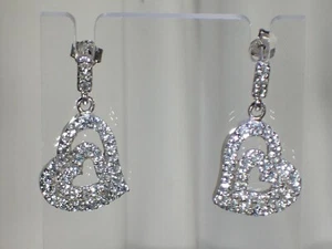 Natürliche Top Himmelblau Topas 0,925 Silber 14k vergoldet Herz Ohrringe #1370 - Bild 1 von 3