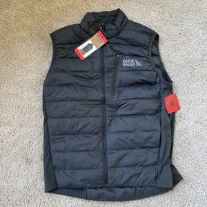 Nuovo giubbotto imbottito Eddie Bauer uomo taglia media piumino 550 zip sicura grigio - Foto 1 di 5