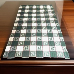 Gingham Tischdecke Baumwolle grün kariert gold metallic Thanksgiving Weihnachten 66" - Bild 1 von 12