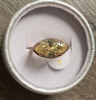 Anillo Bomb Party chapado en oro rosa limón amarillo talla 7 Foto 1 de 2