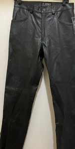 Men's Real Leather Pant Motor Cycle Pants, 5 Pockets Black Pant Jean Style - NEW - Picture 1 of 9