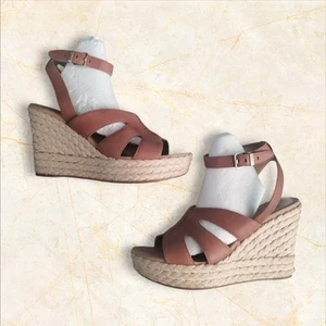 UGG Careena DAMEN LEDER ESPADRILLE KNÖCHELRIEMEN SANDALEN BRAUN GRÖSSE 8 US - Bild 1 von 12