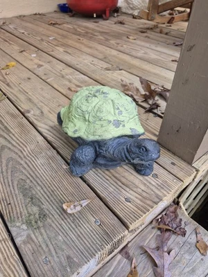 Estatua de jardín de tortuga de hormigón vintage adorno de patio de cemento 12 pulgadas Foto 1 de 4