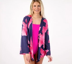 AmberNoon II by Dr. Erum Ilyas UPF 30 Open Cover Up Navy Floral L Neu - Bild 1 von 1