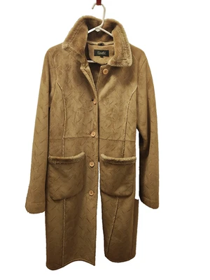 Shearling classic beige womens long coat - Image 1 of 4
