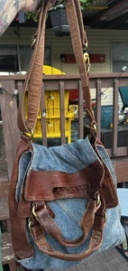 Vintage LUCKY BRAND Y2K XL Denim Hobo Schultertasche Jeans - Bild 1 von 12