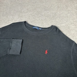 Polo Ralph Lauren Hemd Herren 3XLT Langarm Schwarz Waffelstrick Thermo Logo - Bild 1 von 8