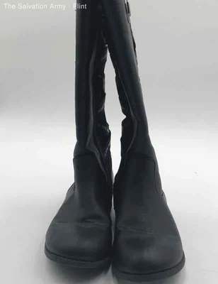 Botas de montar Michael Kors Sync Emma de cuero negro a mitad de la pantorrilla para niñas talla 3 años Foto 1 de 4