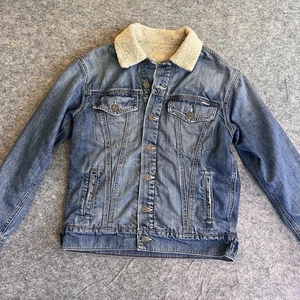 Mother Sherpa Denim Jacket Women’s XS The Drifter Trucker Jacket Made In USA - Picture 1 of 12