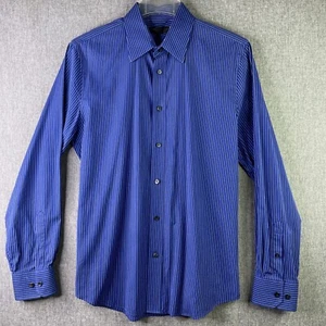 Express Mens L Shirt Modern Fit Blue Pin Stripe Long Sleeve Button Up MS31 - Picture 1 of 11