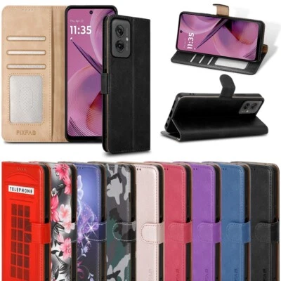 Case For Motorola Moto G35, Leather Wallet Magnetic RFID Flip Stand Phone Cover - Image 1 of 4