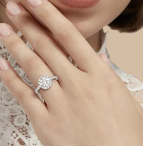 Lab Grown 2Ct Diamond Wedding Ring Round Cut 14K White Gold IGI Certified - Picture 1 of 11
