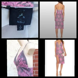 Größe 0 Damen Revolve X by NBD Alai Kleid rosa grau Blumen Spitze Spaghettiträger - Bild 1 von 23