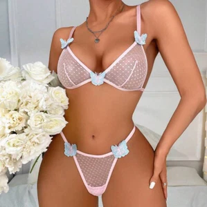 Women's Sexy Lingerie Bowknot Bra G-string Lingerie Underwire Badydoll Underwear - Picture 1 of 143