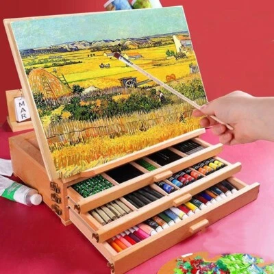 Table Easel Painting Case Painting Set Easel Portable Suitcase Easel Drawing Board - Image 1 of 4