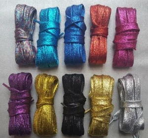 Glitter Wide Shoelaces Metallic Color Fancy Dress Party Funky Sparkly Laces 1.1M - Picture 1 of 9