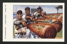 1991 LESTER LOCKETT LYMAN BOSTOCK SR AUTOGRAPHED SIGNED NEGRO LEAGUE POSTCARD S2