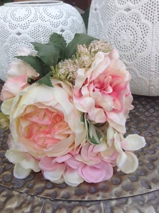 Blumenstrauß Kunstblumen Rose Pfingstrose rosa Shabby Romantik Frühling Deko - Bild 1 von 1