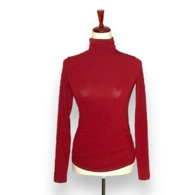 Nuevo con etiquetas Jersey Michael Stars Sangría Rojo Jojo Cuello Alto Lados Acanalados Tahoe Tejido XS Foto 1 de 4