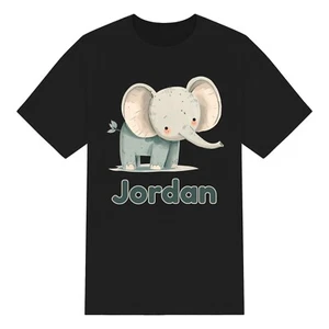 Bonita Camiseta Personalizada Acuarela Elefante Niños Niñas Unisex Personalizada - Imagen 1 de 10