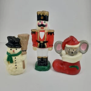 VTG Christmas Candles Nutcracker Mouse Snowman Frosty Novelty Ballet Kitch - Picture 1 of 10
