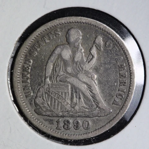 1890 Seated Liberty Silver Dime CHOICE VF E200 KVCM Cover
