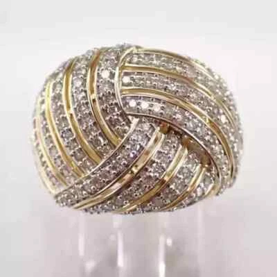 3Ct Round Lab Created Diamond Wedding Cluster Women's Ring 14KYellow Gold Plated - Image 1 of 4