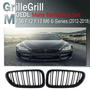 Rejillas renales delanteras de doble listón negro mate para BMW Serie 6 F06 F12 2012-2017 - Imagen 1 de 6