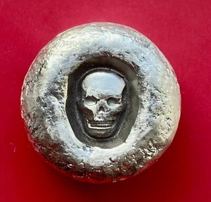 1 Oz Silber Motivbarren SUNKEN SKULL Totenschädel - Handmade - Antique Polish - - Bild 1 von 2