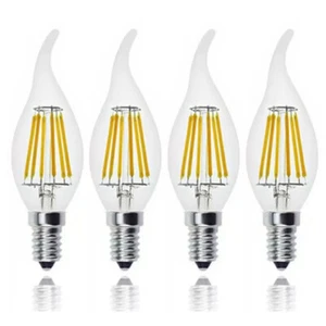4X E14 6W Screwed LED Candle Light Bulb Light Candle Warm White 220V Dining Room - Picture 1 of 4