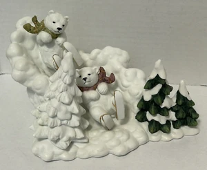 Grandeur Noel 2002 Polar Bear Cubs Christmas Tree Porcelain Collectible Figurine - Picture 1 of 17
