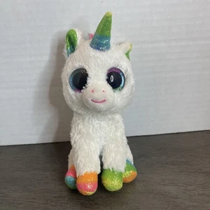 Ty Beanie Boos Pixy White And Rainbow Unicorn 6” Plush w/ Glitter Eyes - Picture 1 of 2