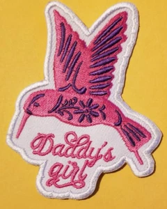 Daddy's Girl Hummingbird Embroidered Patch approx 1.5x3.5" - Picture 1 of 2