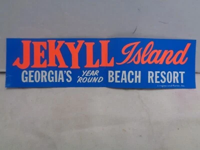 1967 1972 Vintage Bumper Sticker UNUSED Jekyll Island Georgia 1969 beach resort - Image 1 of 3