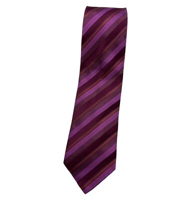 Corbata de hombre Hugo Boss 100 % seda LUJO corbata púrpura a rayas con:3,6" usada en excelente estado Foto 1 de 4