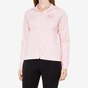 XL Women's Under Armour Pink Rival Terry Full Zip Front Hoodie - Picture 1 of 2