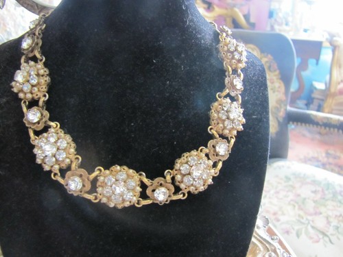 Collana girocollo CHRISTIAN DIOR BY KRAMER anni 50 in cristallo di perle finte