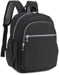 Small Nylon Backpack Mini Casual Daypack Lightweight Backpack for Women (BLACK) - Picture 1 of 7