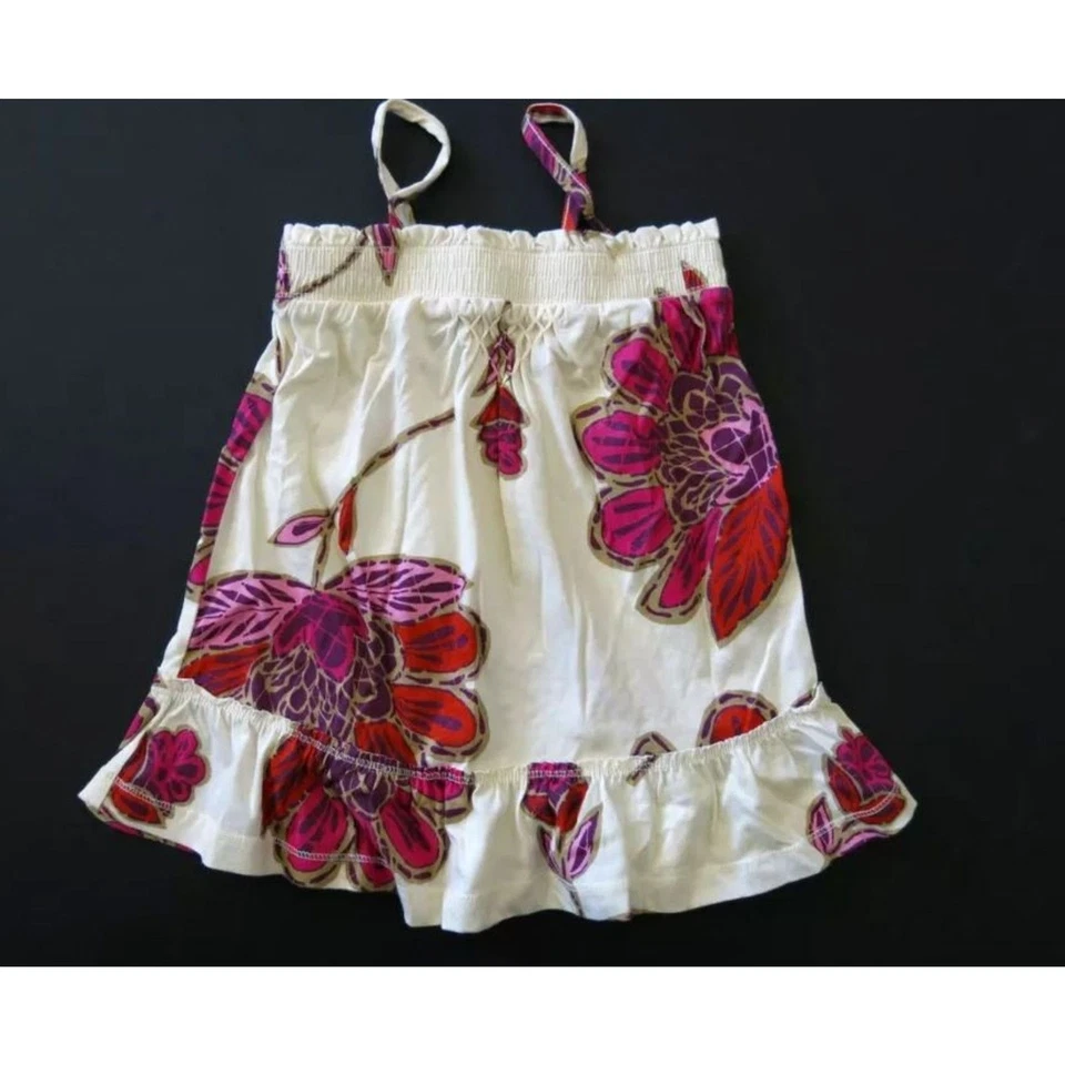 Gap Kids 女孩奶油色粉色紫色棕褐色红色花卉缩褶针织背心衬衫 S 6 7 — 第 1/1 张图片