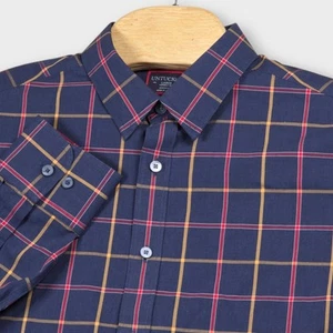 UNTUCKit Georgio WF Shirt Mens Large WRINKLE FREE Cotton Button Up Check Blue - Picture 1 of 12