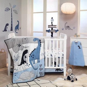Lambs & Ivy Dinosaur 3 Piece Crib Set: Quilt, Skirt, Stuffed Animal Baby Boy - Picture 1 of 4