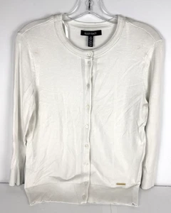 Maglione cardigan donna Ellen Tracy bianco bottoni davanti taglia M viscosa nylon - Foto 1 di 14