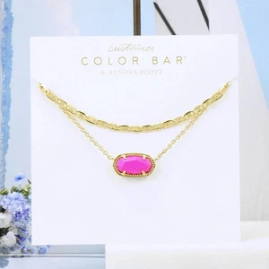 NUEVO SIN ETIQUETAS Kendra Scott Elisa Multi Hilos Magenta Rosa Doble Collar Chapado en Oro - Imagen 1 de 6