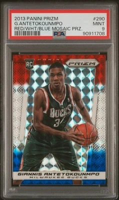 2013 Panini Prizm Giannis Antetokounmpo Rookie Red White Blue Mosaic Prizm PSA 9 - Image 1 of 2
