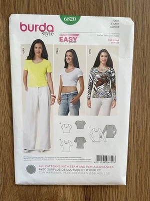 Easy Pullover Fitted Knit Shirts Sewing Pattern (Sizes 6-20) Burda Style 6820 - Image 1 of 2