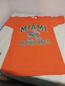 VTG NCAA Champion Miami Hurricanes Single Stitch T-Shirt Mens Large Orange. - Picture 1 of 6