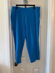 SUSAN GRAVER Reg LK Fusion Pull-on Crop Pant CABANA BLUE 1X - Picture 1 of 2